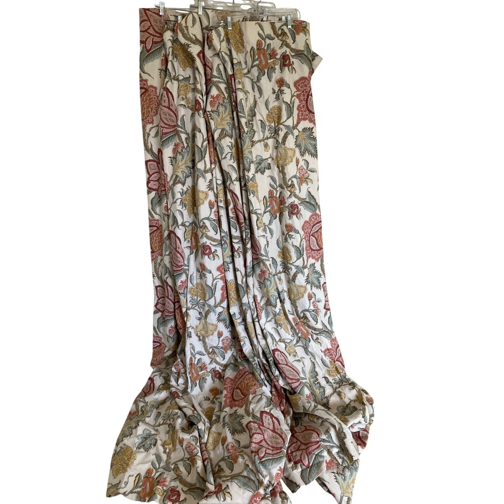 Pottery Barn Cynthia Palampore Print Linen Cotton Lined Curtain Panels 5-50x96